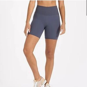Vuori Ribbed High Waist Gray Biker Shorts